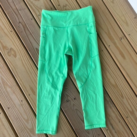Zyia Neon Green Crop Legging Stash pocket size 6/8 - Picture 1 of 8